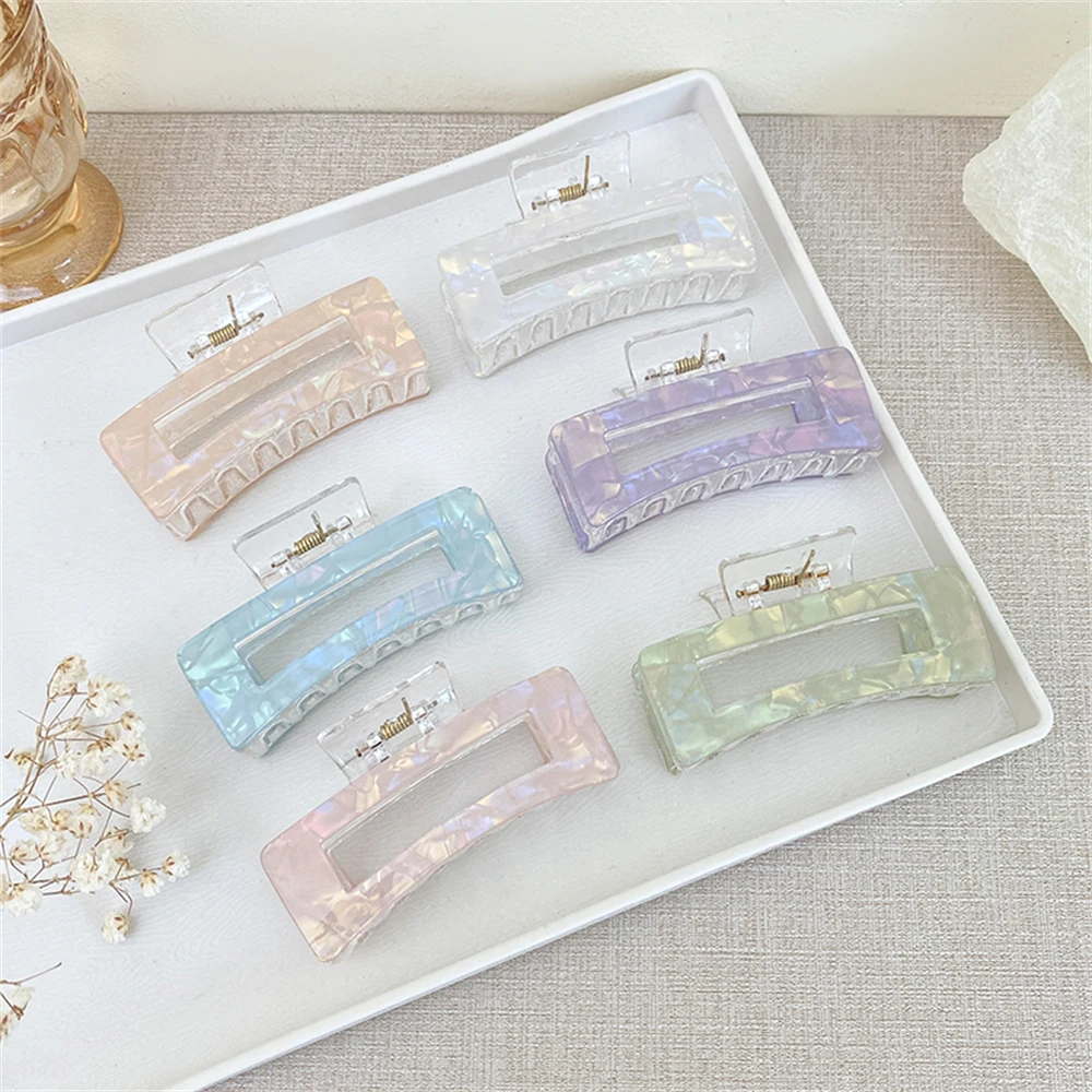 New Large Square Hair Claws Jelly Colour Clear Acrylic Hair Clip Barrette Clips for Thick Long Hair Women Hair Accessories