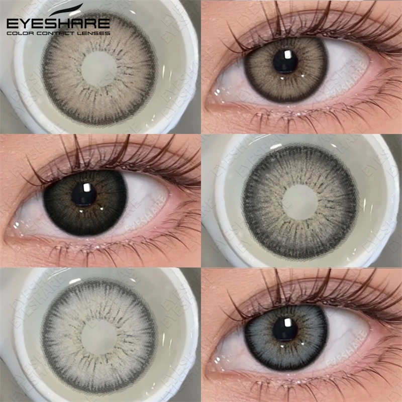 EYESHARE 1 Paar modische farbige Kontaktlinsen, beliebte natürliche graubraune Schönheitsschüler, schwarze Augenlinse, jährlicher blauer Augenkontakt