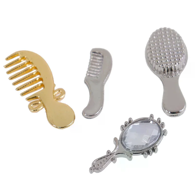 Minituare Hair Salon Dollhouse Alloy Hair Grooming Tools With Small Hairbrush Mirror Blow Dryer Hairdressing Model Accessori view 5