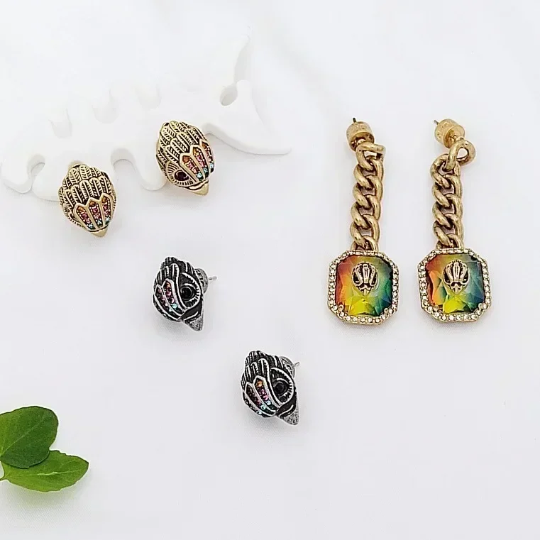 

Fashion Accessories Kurt G Eagle Head Diamond-encrusted Three-dimensional Chain Rainbow Layered Earrings Gift for Women Match