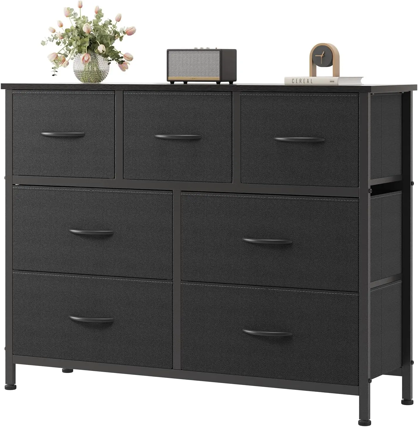 

Dresser for Bedroom with 7 Fabric Drawers Storage Organizer Closet Chest Clothes Cabinet Vertical Dresser for Living Room Ent