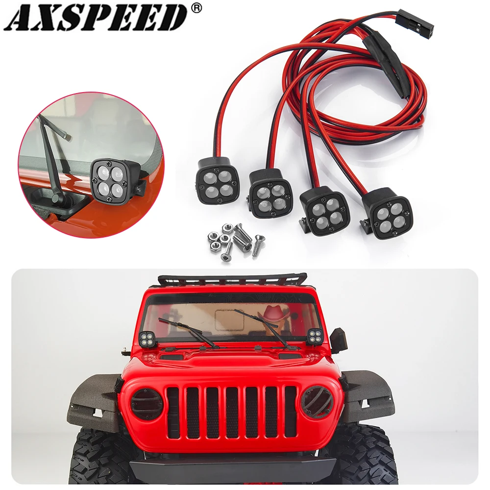 AXSPEED RC Car Roof Lights Front LED Headlights Spotlight for 1/10 RC Crawler Axial SCX10 90046 TRX4 TRX6 Redcat Gen8