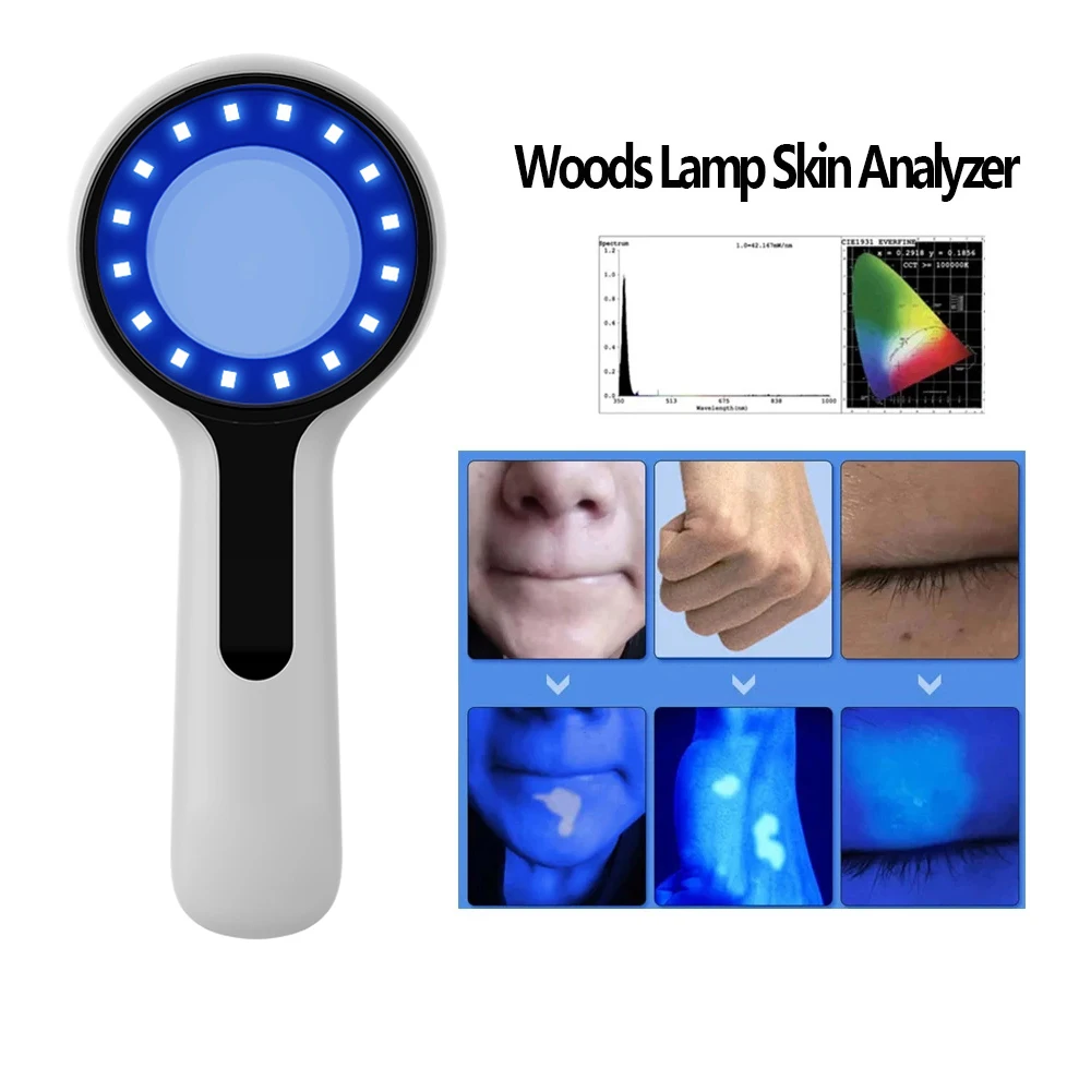Lampa Wooda do analizy skóry, analizator skóry z lupą UV do testowania skóry twarzy, lampa Wooda do analizy skóry, wykrywanie, pielęgnacja osobista