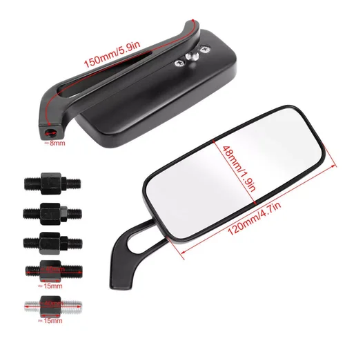 Imagen 2 del producto Espejo retrovisor antideslumbrante para motocicleta, espejo lateral ajustable con roscas de 8mm/10mm para Harley, Honda, Kawasaki, Yamaha, Suzuki