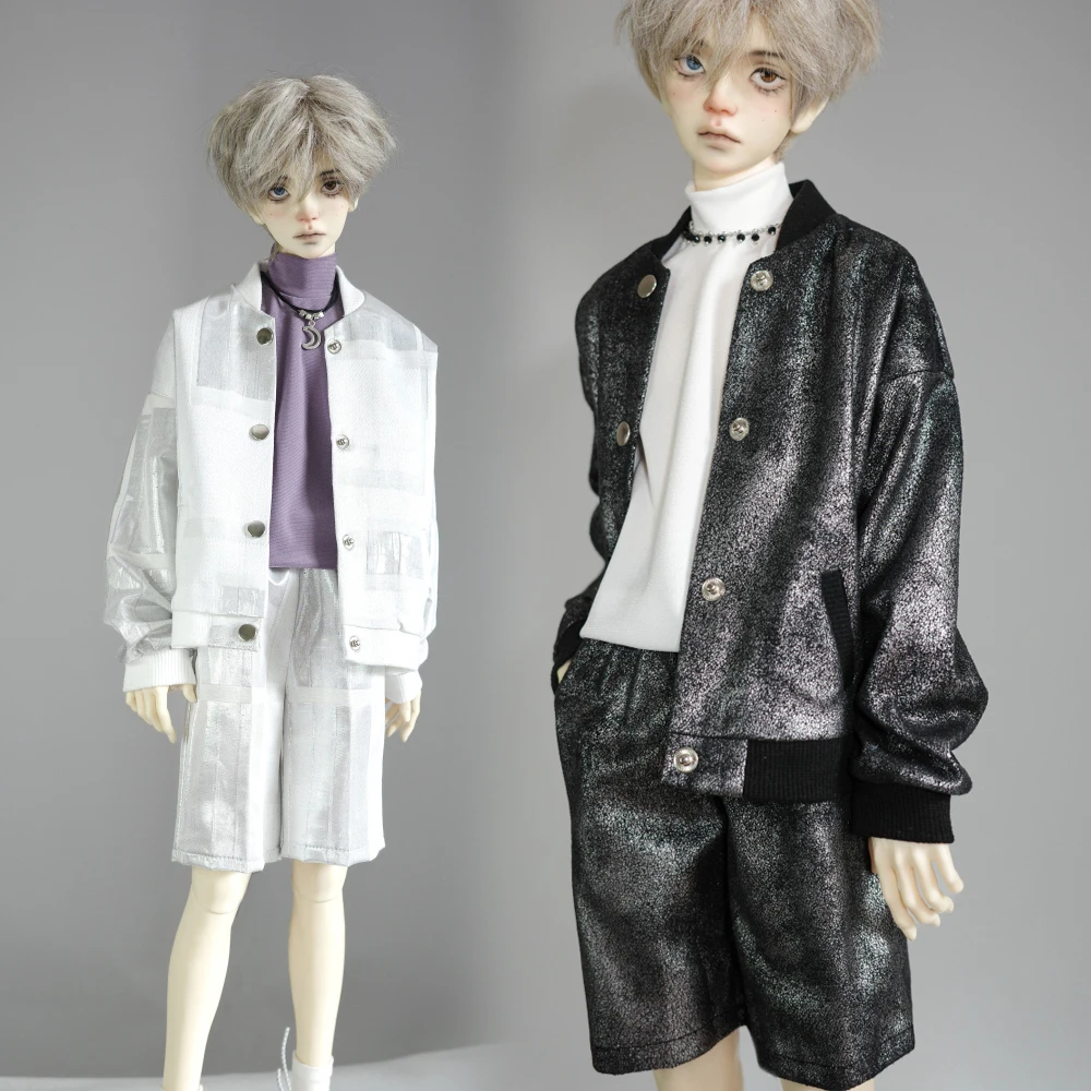 BJD Doll Clothes 1/4 1/3 Fashion Baseball Shirt Shorts Set DD MSD Silver Baseball jacket  POPO68 ID75 Uncle Top Doll Accessories