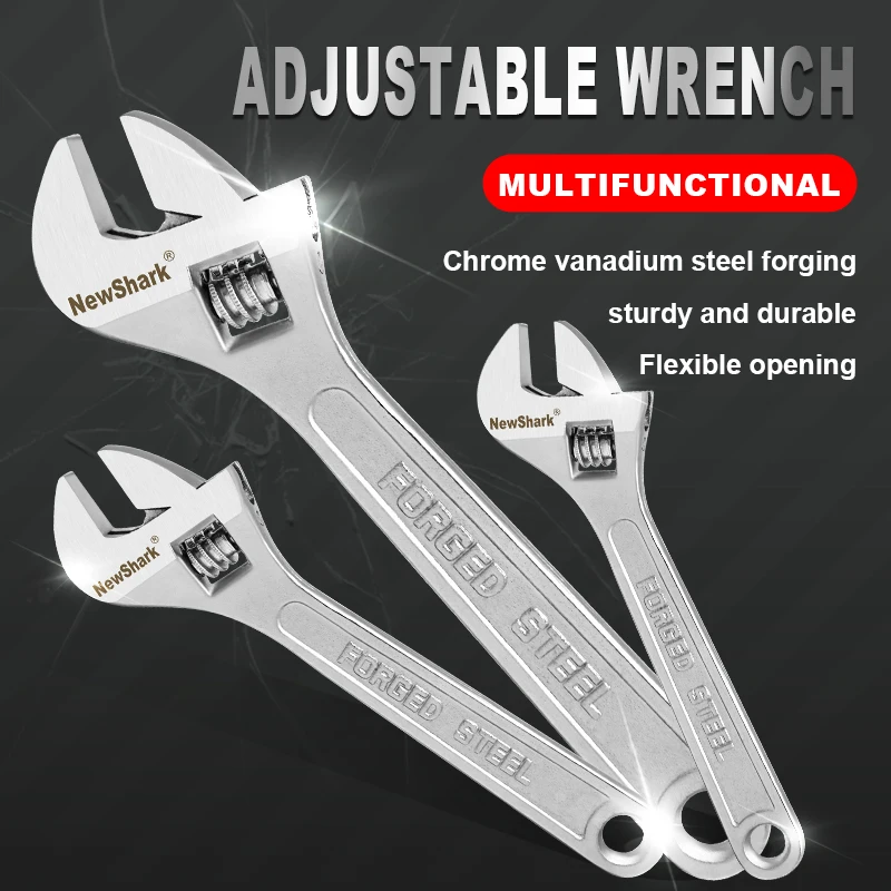 Adjustable Wrench Set, CR-V Steel, Crescent Wrenches Set(8-inch, 10-inch, 12-inch) Forged, Heat Treated, Chrome-plated