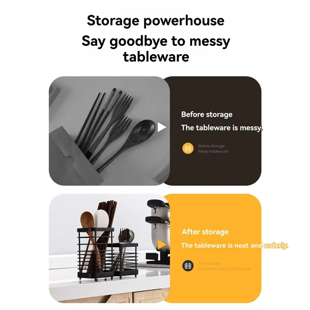 A67T NEW Cutlery Rack, Kitchen Countertop Stainless Steel Cutlery Drying Rack Cutlery Rack, Fork, Spoon, Chopstick Storage Rack