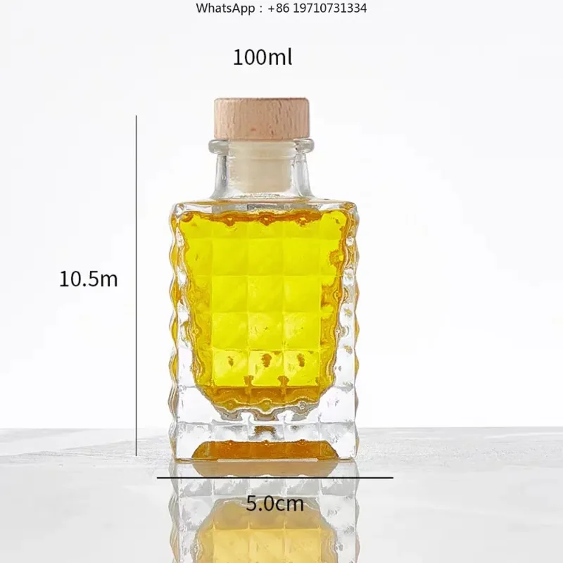 100 Pieces 100ml Diamond Glass Bottle Set with Wooden Cork Lids for Wine Honey Storage Party Favors And Shop Packaging