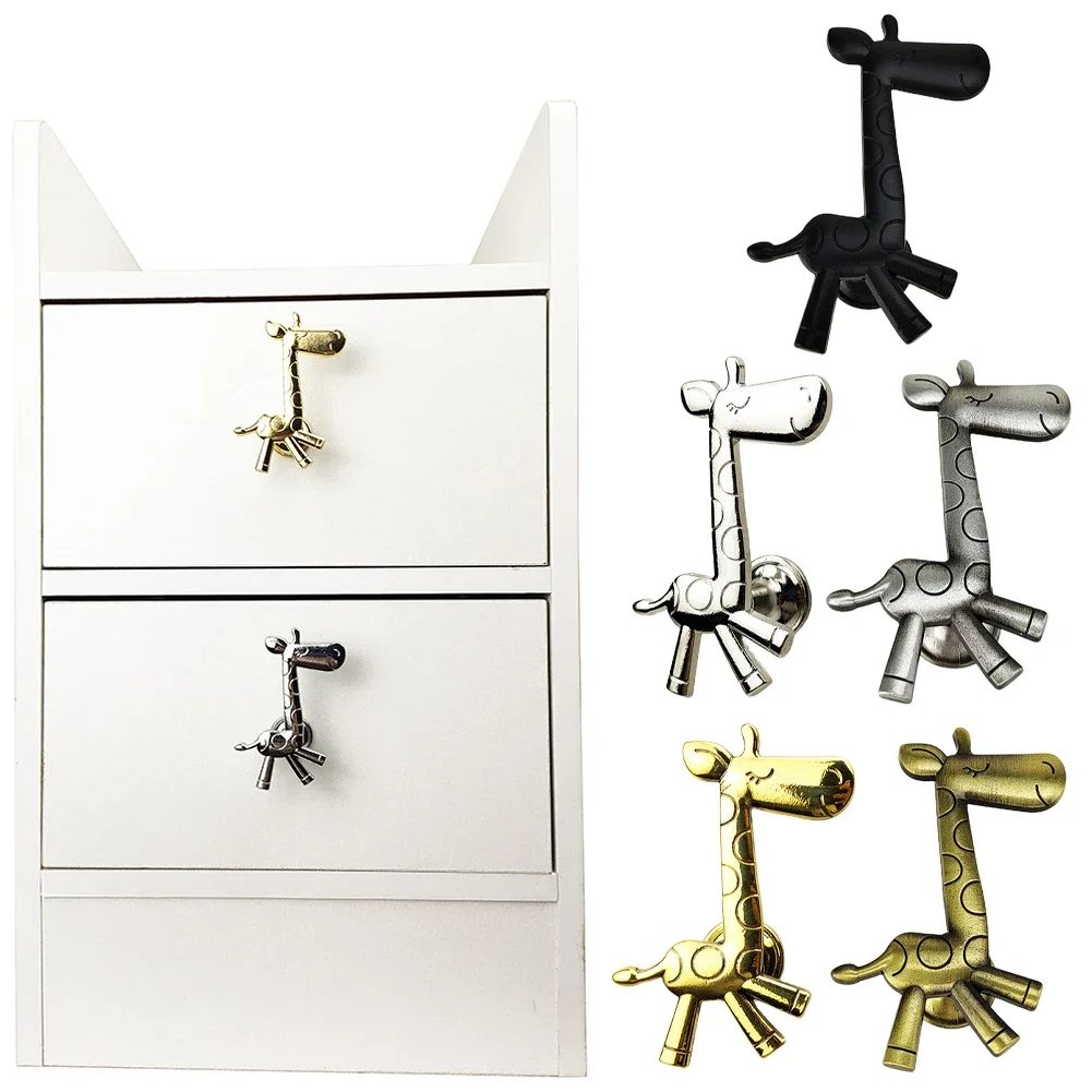 

1pcs Cabinets Handle Pulls Accessories Cabinets Drawer For Children Furniture Giraffe Shape Multi-layer Plating