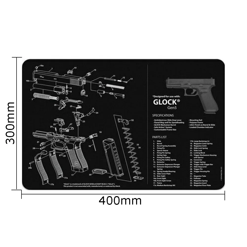 Colt 1911 Gun Cleaning Mat Kit PX4 Storm Gen5 Glock 42 43 Ruger LC9 LCP LC380 SR Series Mouse Pad Diagram Instructions