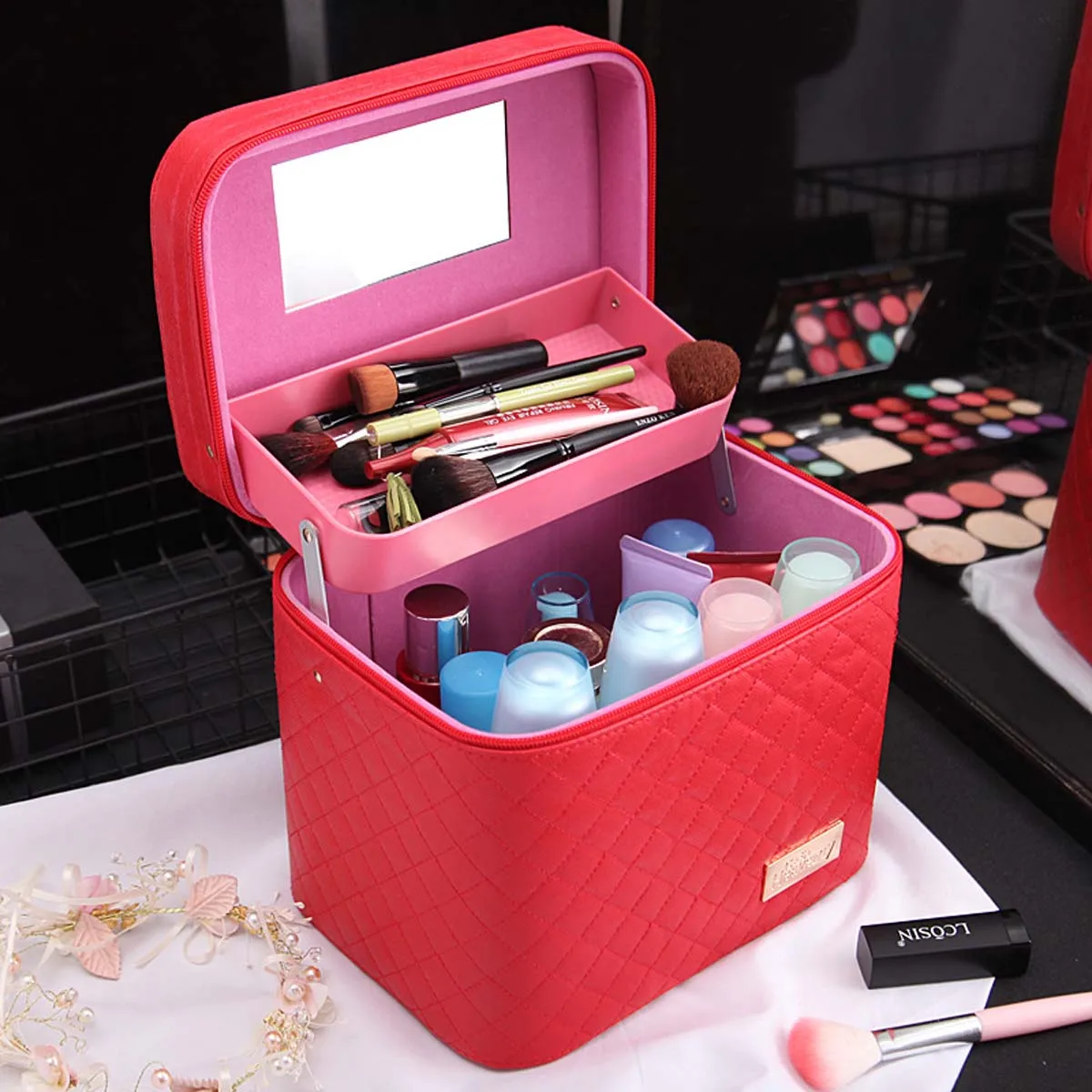 Large capacity cosmetic bag Multi-functional portable multi-layer cosmetic storage box Simple storage bag multiple discount