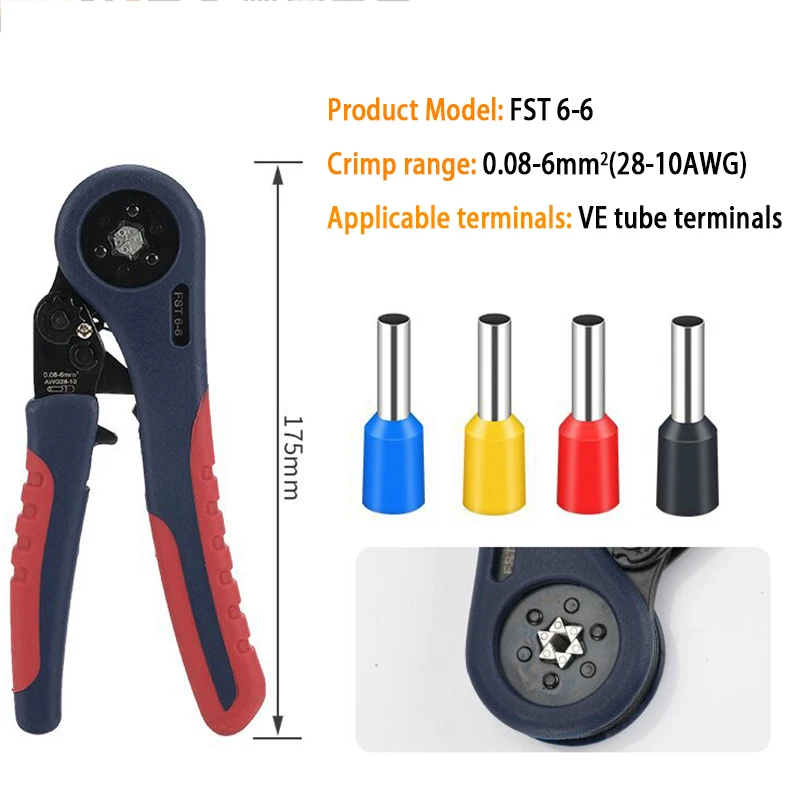 New Upgraded Crimping Pliers Sheath Tubular Terminal Tool HSC8 6-4 6-6 16-6 Wire Crimper Household Electricity