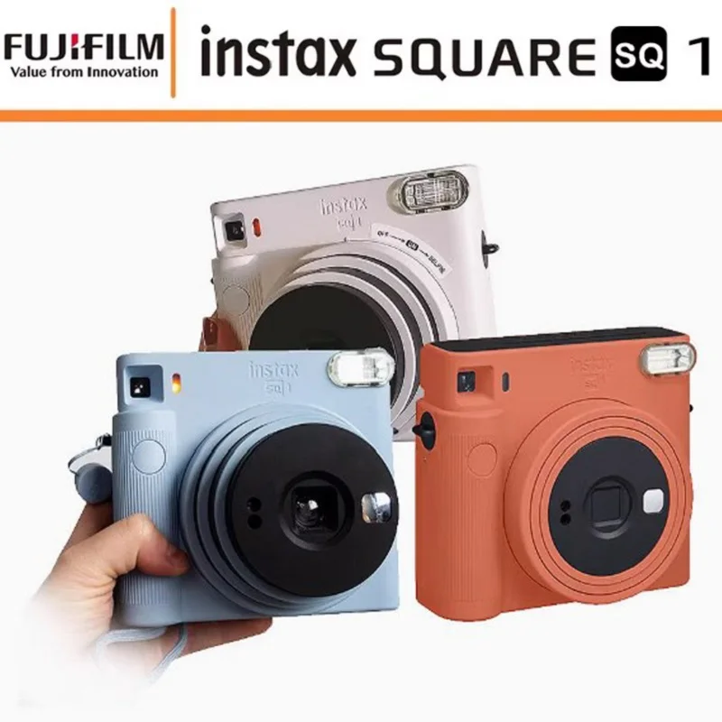 أزرق/أبيض/برتقالي أصلي 4 بوصة Fujifilm Instax Square SQ1 كاميرا فورية جليدية اختيارية كاميرا فيلم Fuji Instax ﻿