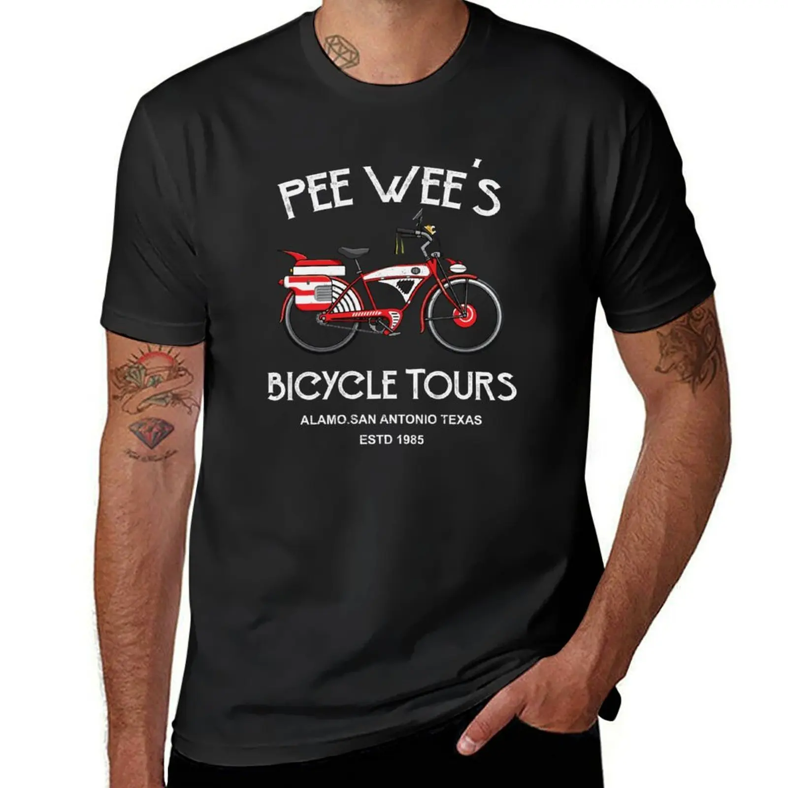 Pee Wee_amp_Rsquo_S Big Adventure Bicycle Tours T-Shirt customs sports fans mens graphic t-shirts hip hop