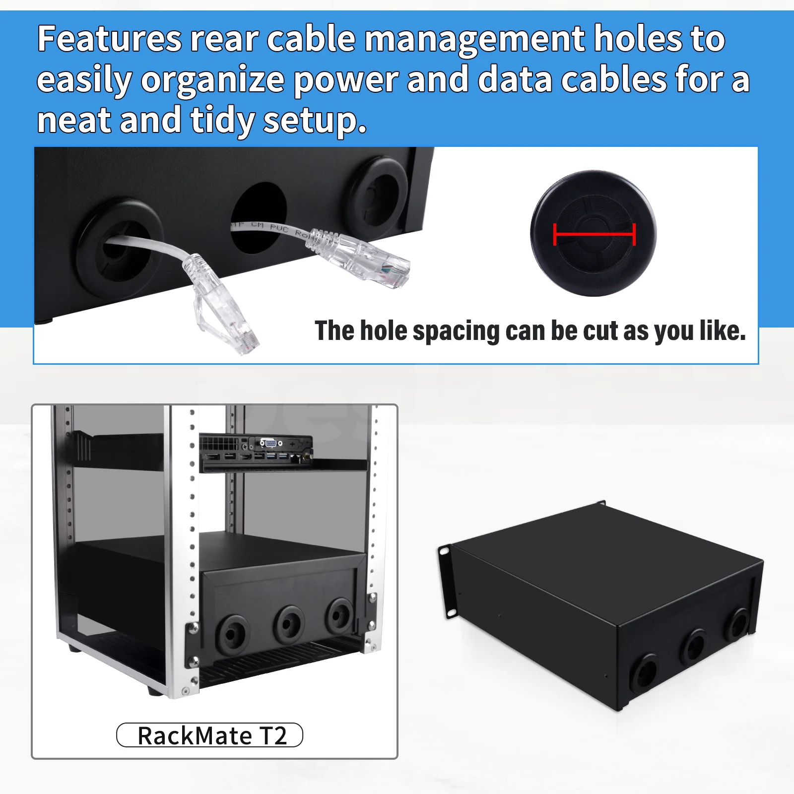 DeskPi RackMate 2U Rackmount Laci Dapat Dikunci, Rak Casing Kabinet Server 10 Inci untuk Kabinet Server T2