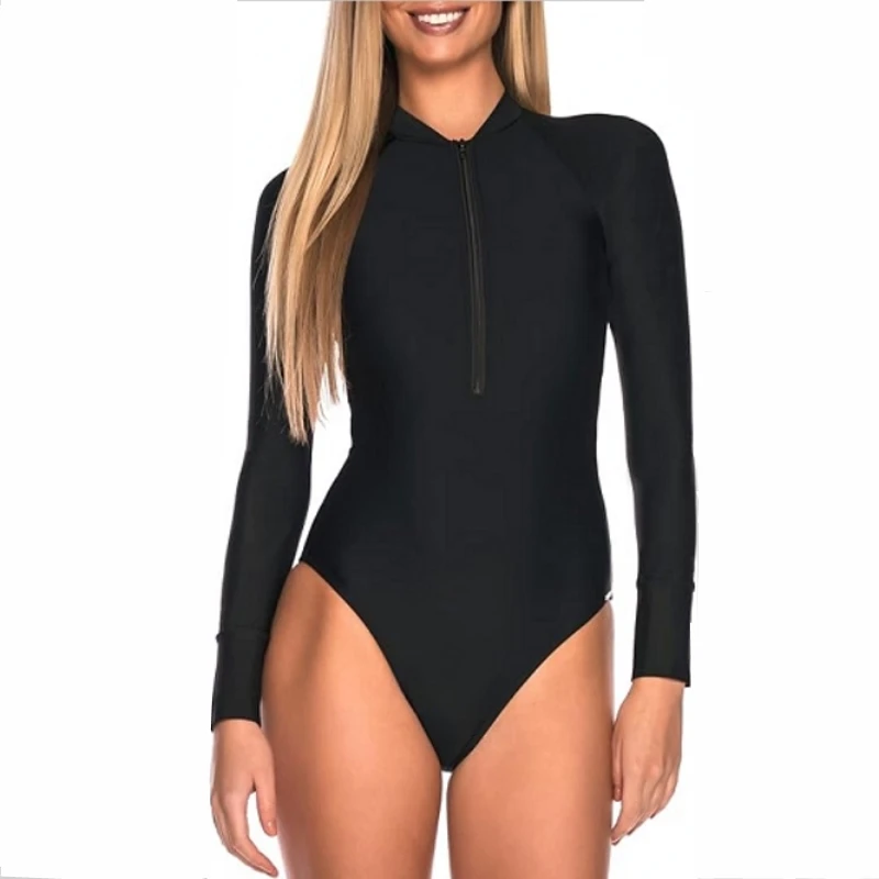 Women's One Piece Swimsuits Long Sleeve Rash Guard UV Protection Surfing Swimsuit Bathing Suit