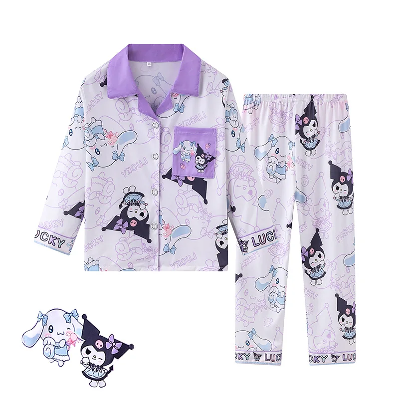 2024 Autumn Children Pajama Sets Cute Girl Cartoon Sleepwear Boys Long Sleeved Pants Pijamas Korean Home Clothes Kids Loungewear