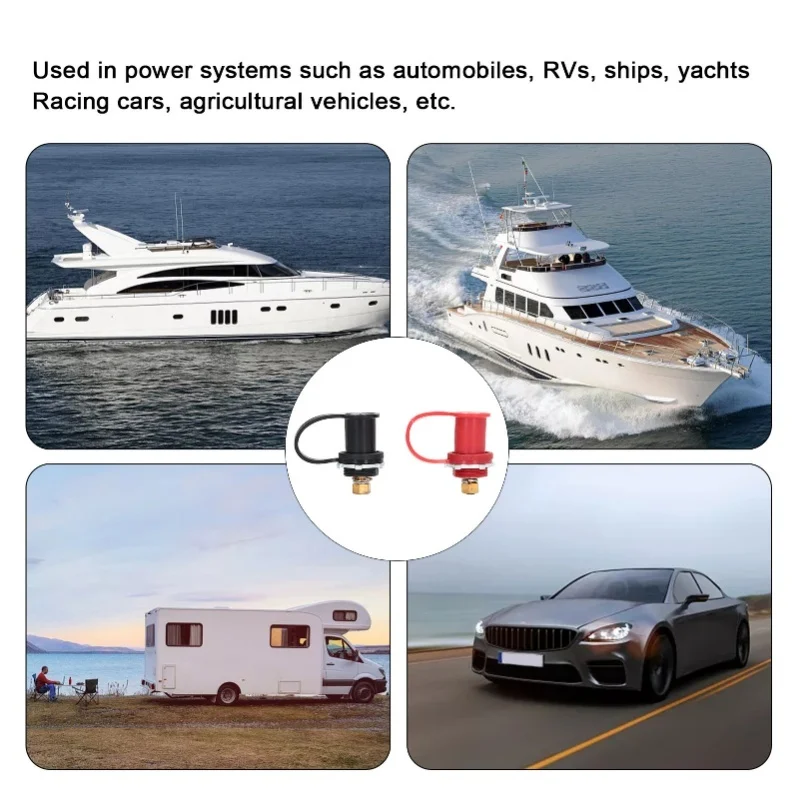 Battery Charger Post Kit 20mm Stud Cap Car RV Truck Charging Pile Jumper Terminal Black Red