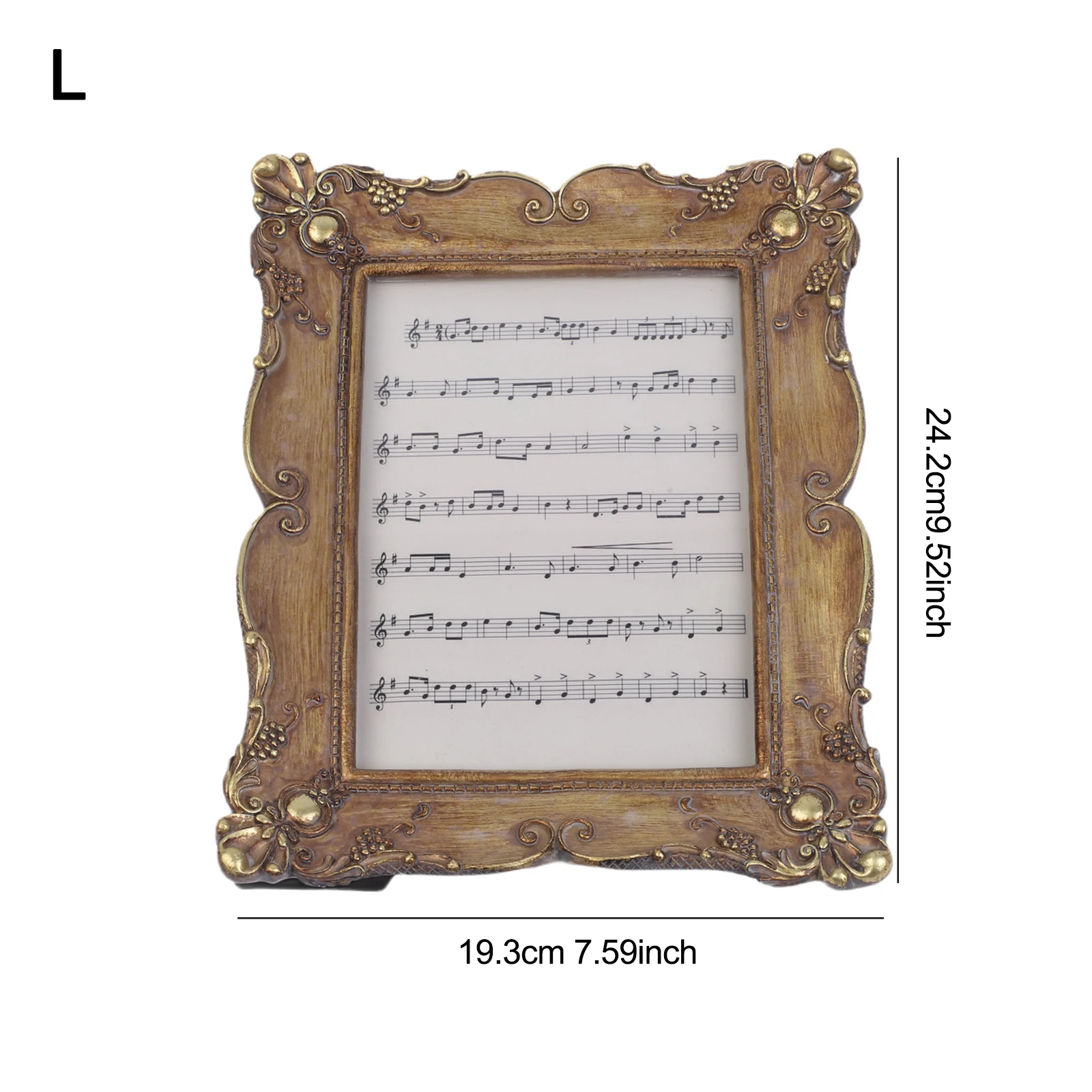 Polyresin Photo Frame with Gold Finish and Vintage Design for Elegant Display of Photos on Office Desk or For Home Table