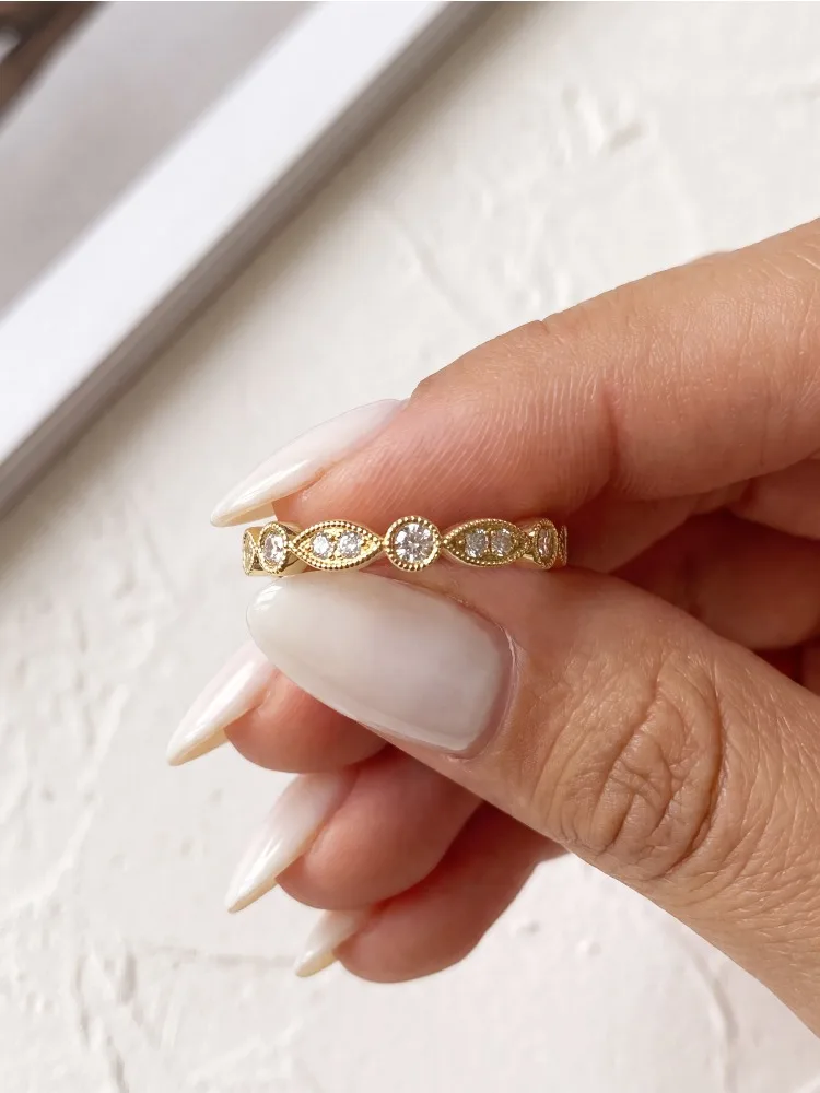 Echter Runder Moissanit-Diamant Marquise Runde Ringe für Frauen Jubiläum Hochzeit 925 Sterling Silber Edle Schmuckstücke – Detail 2
