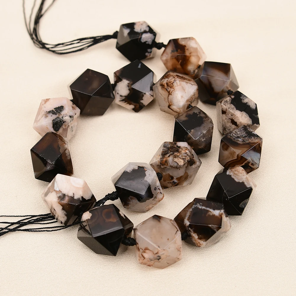 APDGG Natural Mix Black Sakura Quartz Blossom Cherry Agates Nugget Loose Beads 16