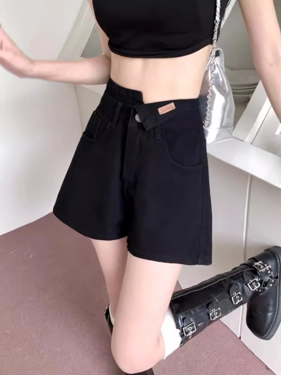 

High Waist A-Line Short Shorts Women's Summer Thin Denim Wide Leg Cool Feeling Slimming Loose Fit Hot Pants Casual Jeans