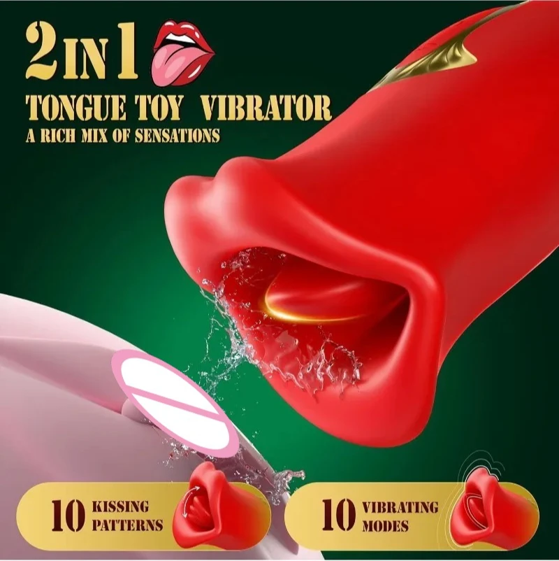 2 in 1 Clitoral Licking Vibrator French Kissing Tongue Toy Sucking Lips Stimulator Nipple Teaser Sex Toys for Women Couples view 2