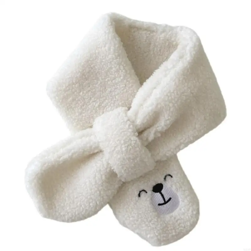 95AE Children's Long Muffler with Lovely Designing, Cartoon Bear Pattern Neck Scarf Soft Neckerchief for Outdoor Activity