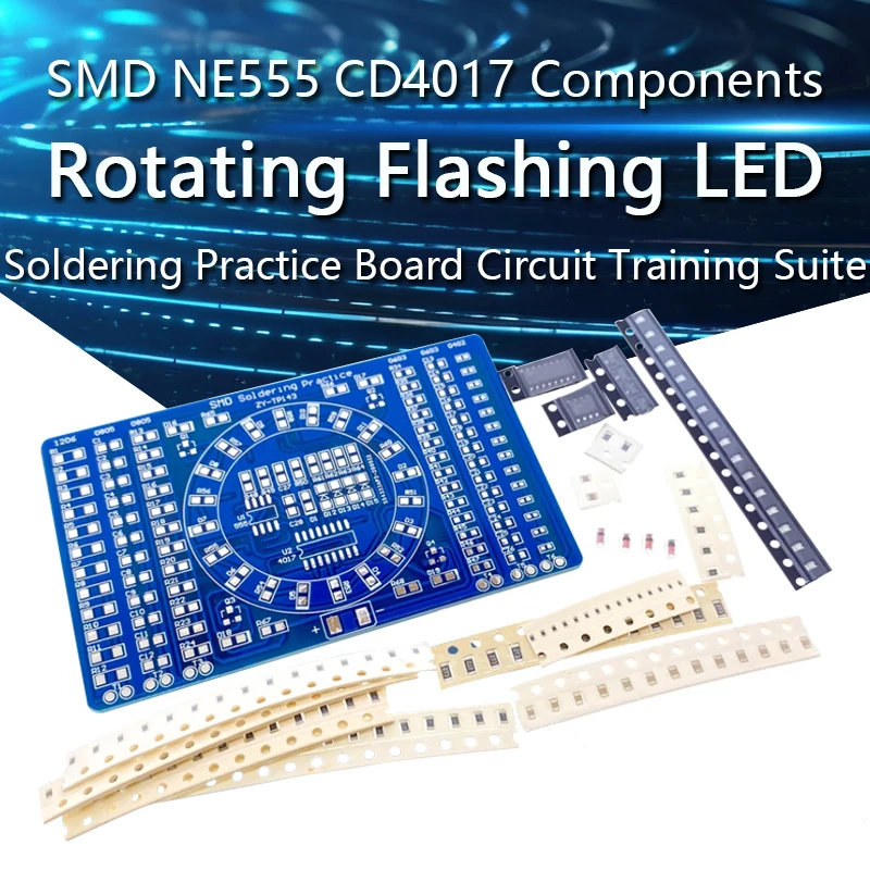 SMD NE555 CD4017 Rotating Flashing LED Components SMT LQFP44 Soldering Practice Board Electronic Circuit Training Suite DIY Kit