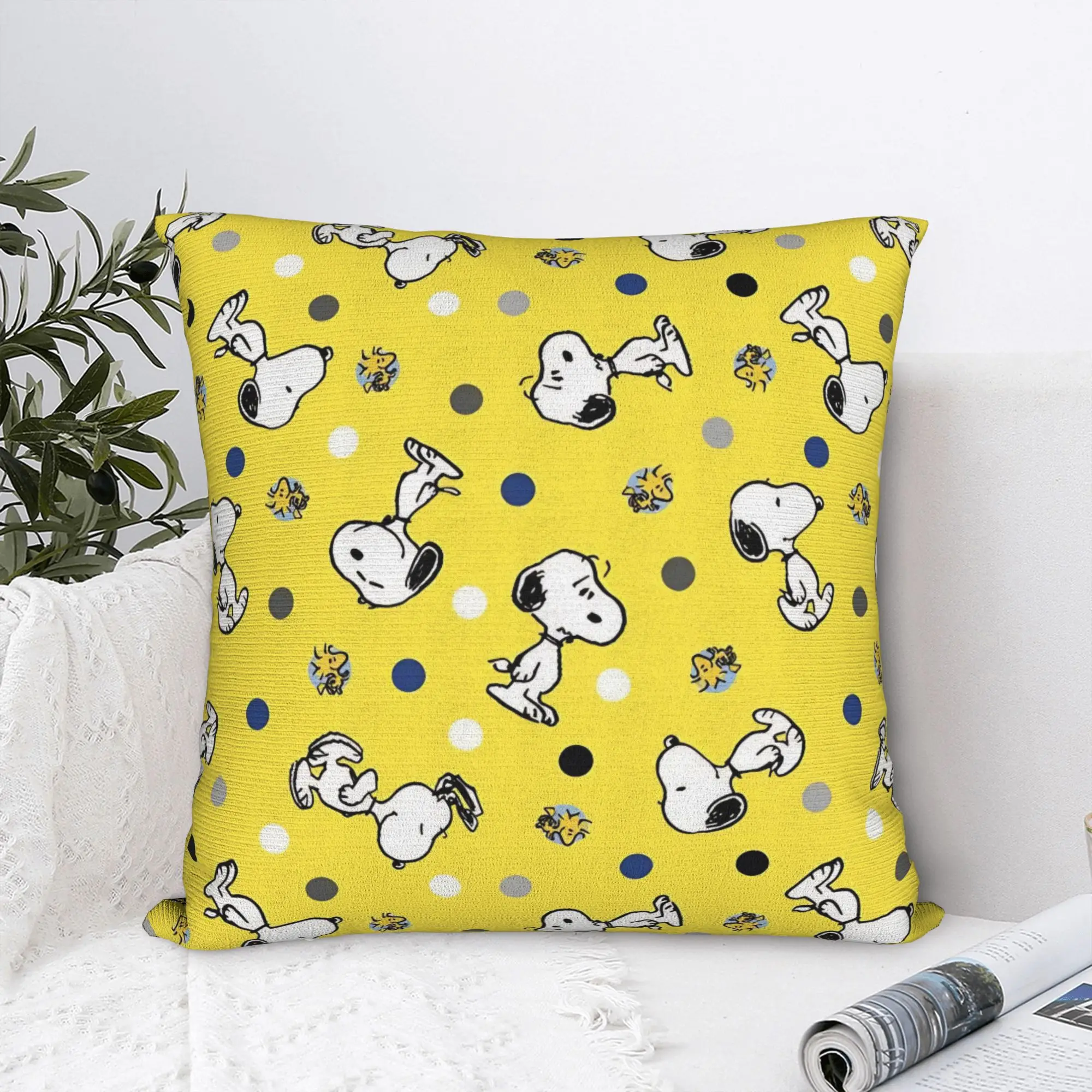 Kawaii Anime S-Snoopys Square Pillowcases Polyester Living Room  Cushion Cover Creative Decor Pillow Cover 40*40