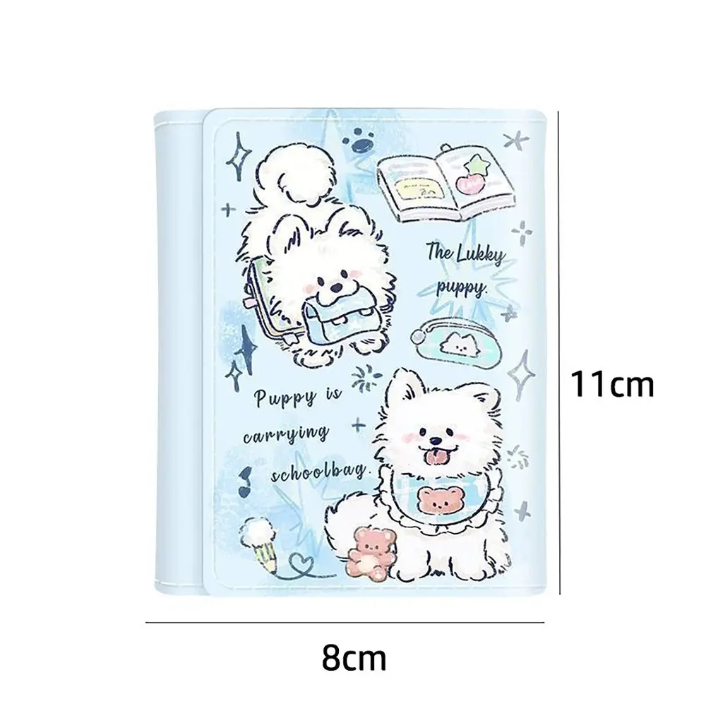 3 Folds Money Coin Purse Simple PU Leather INS Style Credit Card Holoder Cute Kitten Dog Card Wallets for Girls Students Gift