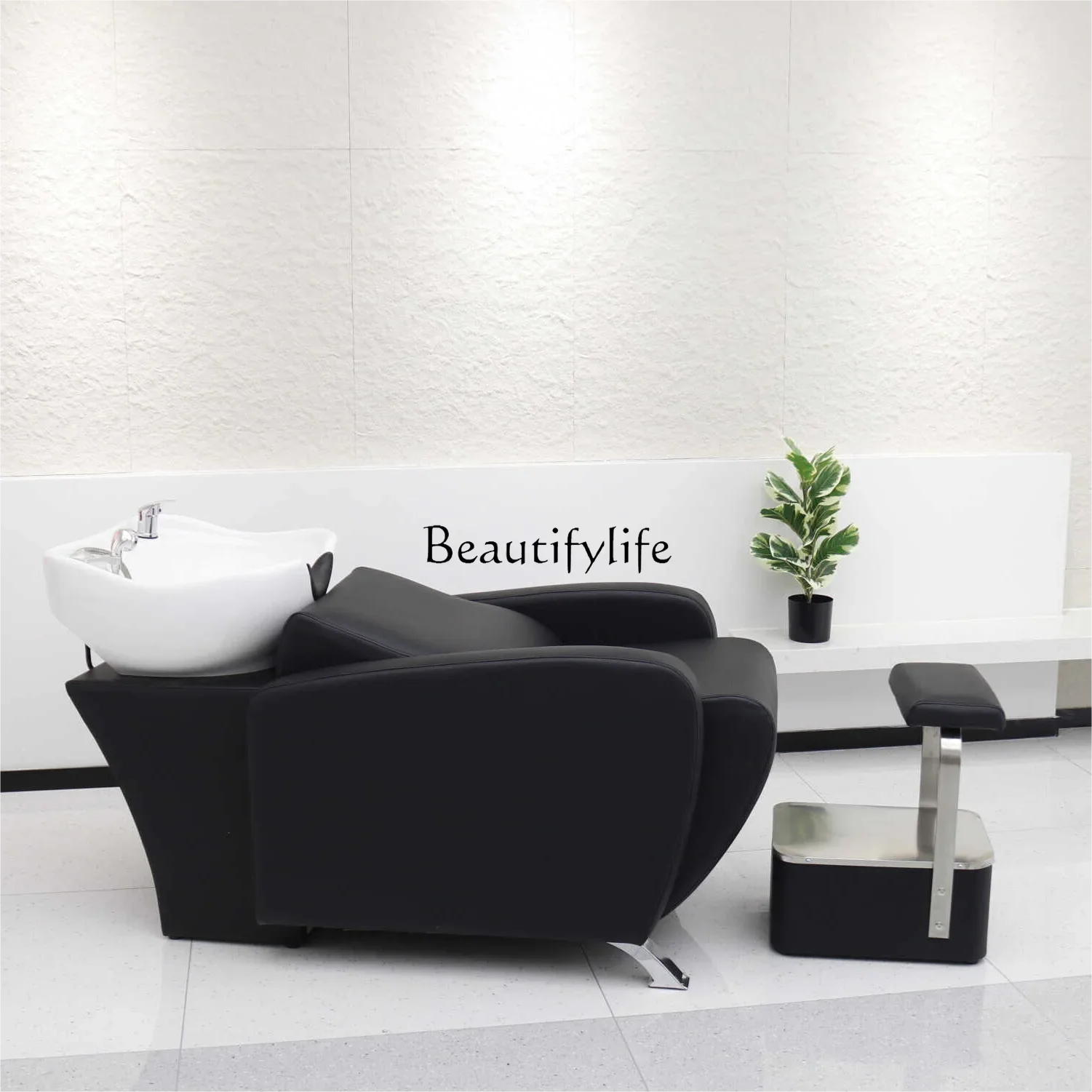 Hair Saloon Dedicated Fashion Simple Flushing Bed Hair Salon Ceramic Half-Lying Bed for Hair Salon