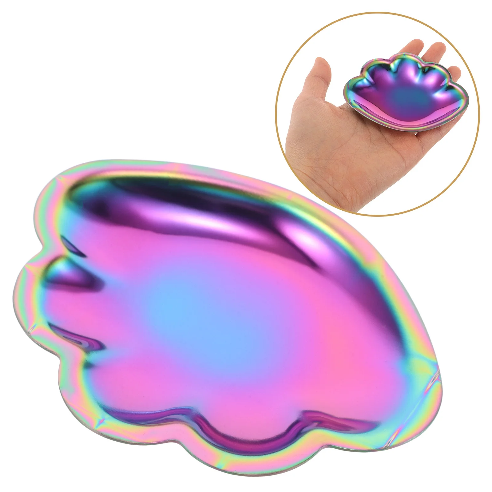 

Stainless Steel Jewelry Tray Shell Shaped Makeup Organizer for Vanity Decorative Metal Tray Small Trinket Dish for Rings