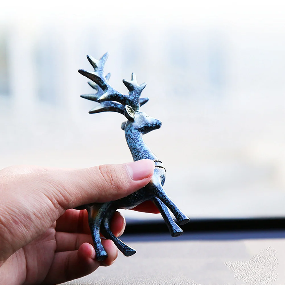

2Pcs Blue Resin Deer Decoration Creative Car Ornament Tabletop Adornment Auto Interior Accessories Deer Figurine Car Ornament