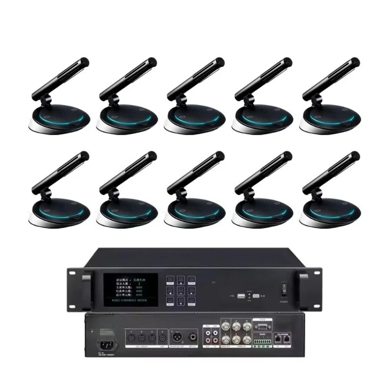 All-in-one video conferencing system with audio microphone and conference camera for presenting conference voting