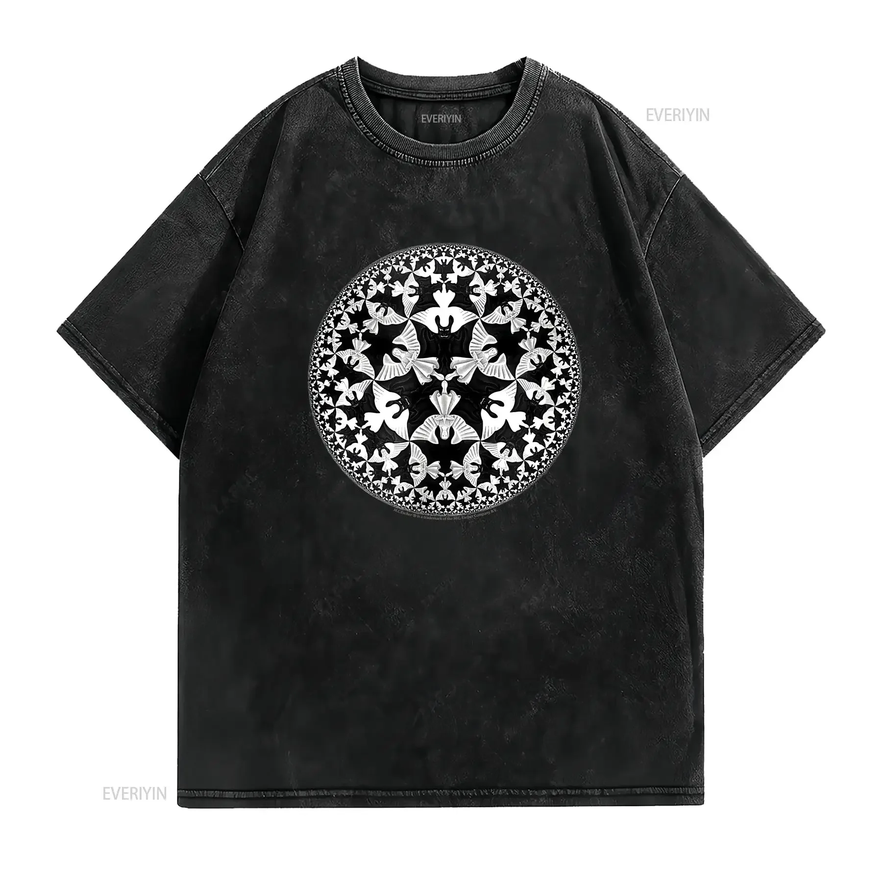 M C Escher Circle Limit IV T Shirt vintage Washed Breathable graphic Versatile Soft Casual Top For Everyday Wear homme fashion