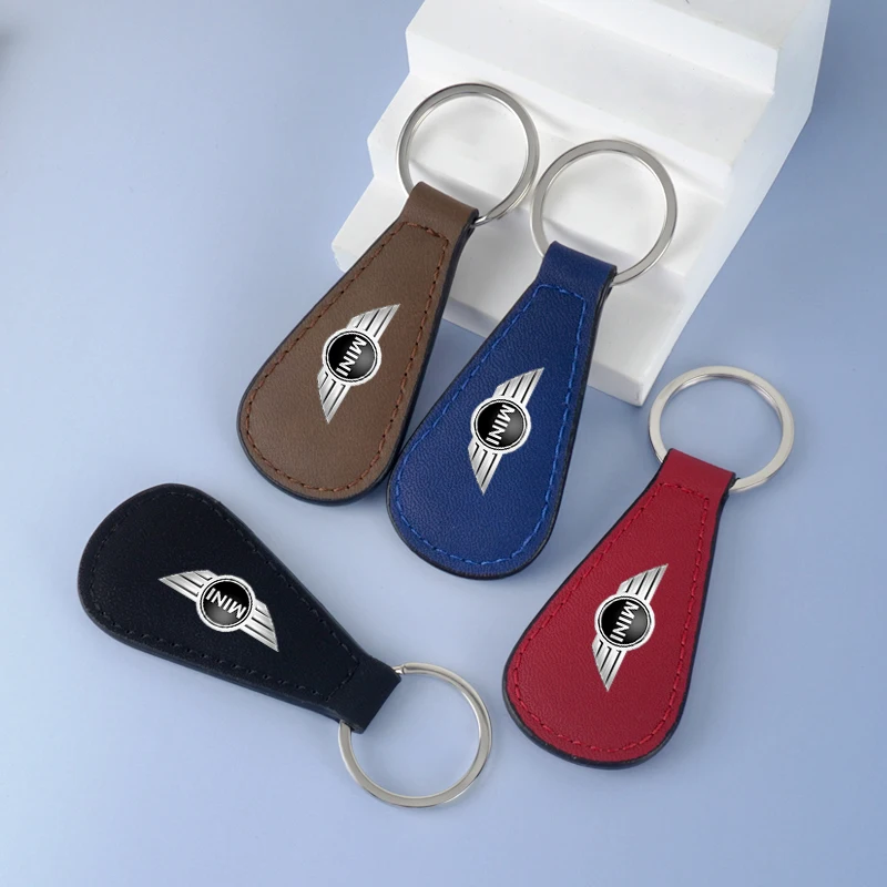 

PU Leather Car Emblem Keychain Anti-loss Business Gifts Key Ring for BMW Mini Cooper R50 R53 R55 R56 R60 R61 F56 F60 F55 Clubma