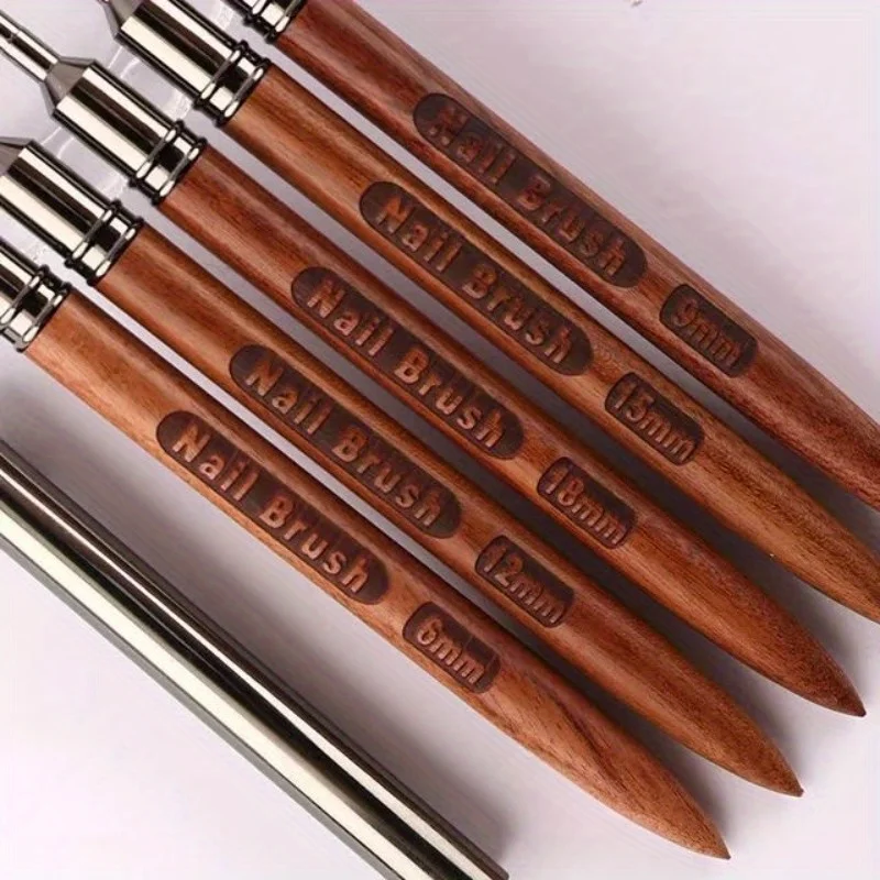 5pcs/set Round Wood Handle Art Liner DIY Painting Brush Drawing Lines Stripe Flower Painting Pen Nail Liner Brush Set with 5size 6