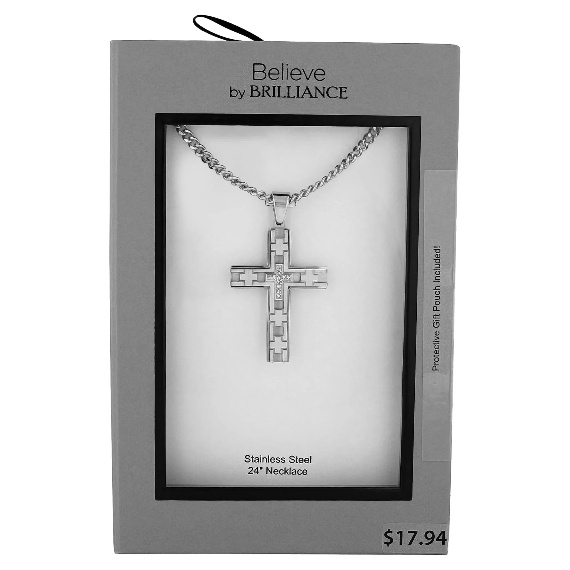 قلادة سلسلة قلادة من الفولاذ المقاوم للصدأ مكعبة الزركونيا من بريليانس للرجال