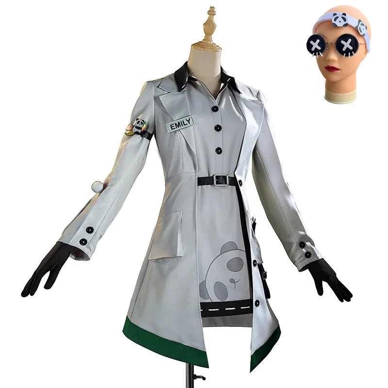 Bamboo Guardian Emily Dyer Cosplay Anime Identity V Doctor Guardian Panda Uniform Emily Wig Prop Set Party Outfit for Woman