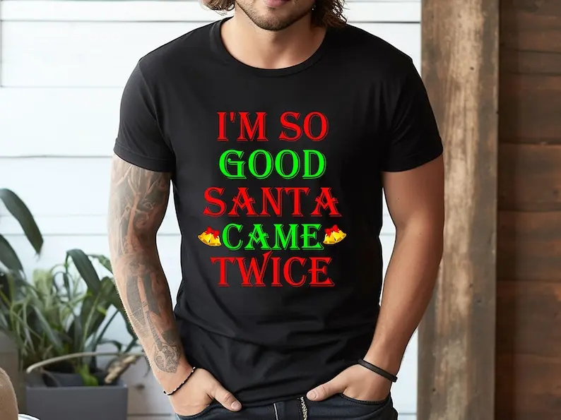 Christmas Funny Xmas Party Gift Tee T-Shirt Simple All-match Letters Short-sleev Regular Casual High Quality Cotton Hipster Tee