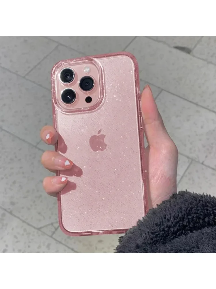 Rosa glitzernde Bling-klare weiche Hülle für iPhone 17 Air 16 15 14 13 12 11 Pro Max Plus 17Pro 16Pro 16e I Phone Women Fundas Cover