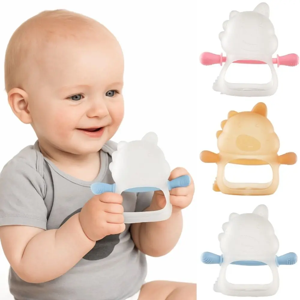 

3Pcs Soft Baby Dinosaur Teether Easy Grip Anti Dropping Silicone Baby Teething Toys Food Grade Anti-eating Hand