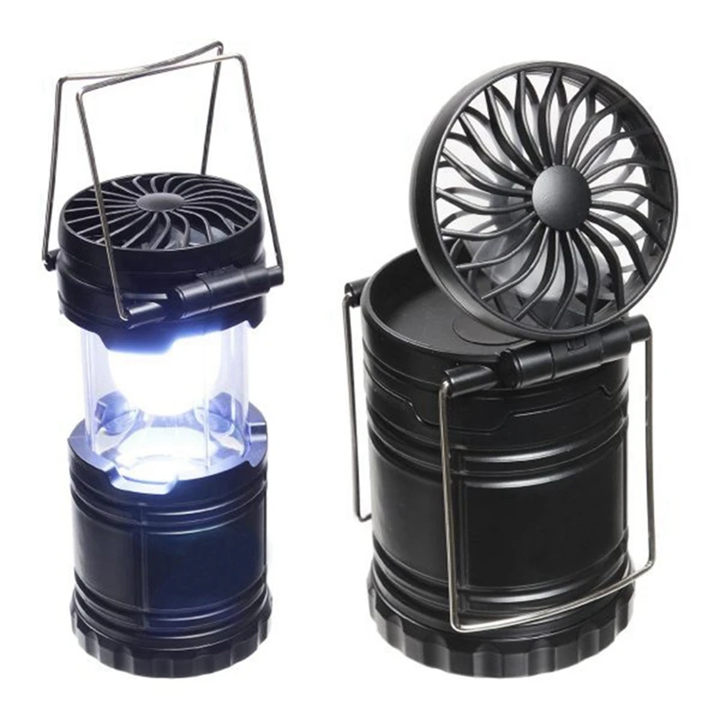 Outdoor LED Lanterns Collapsible Camping Lantern Bright Battery Powered Hanging Lanterns With Fan, For Camping Hiking