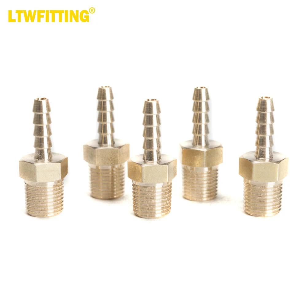 

LTWFITTING Brass Barbed Fitting Coupler/Connector 1/8-Inch Hose Barb x 1/8-Inch Male NPT (Pack of 5)