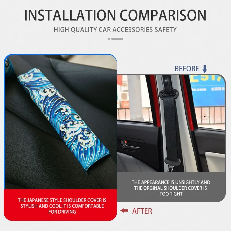 Japanese Style Car Seat Belt Cover JDM Universal Auto Shoulder Pad Safety Protector Cushion Automobile Interior Accessories