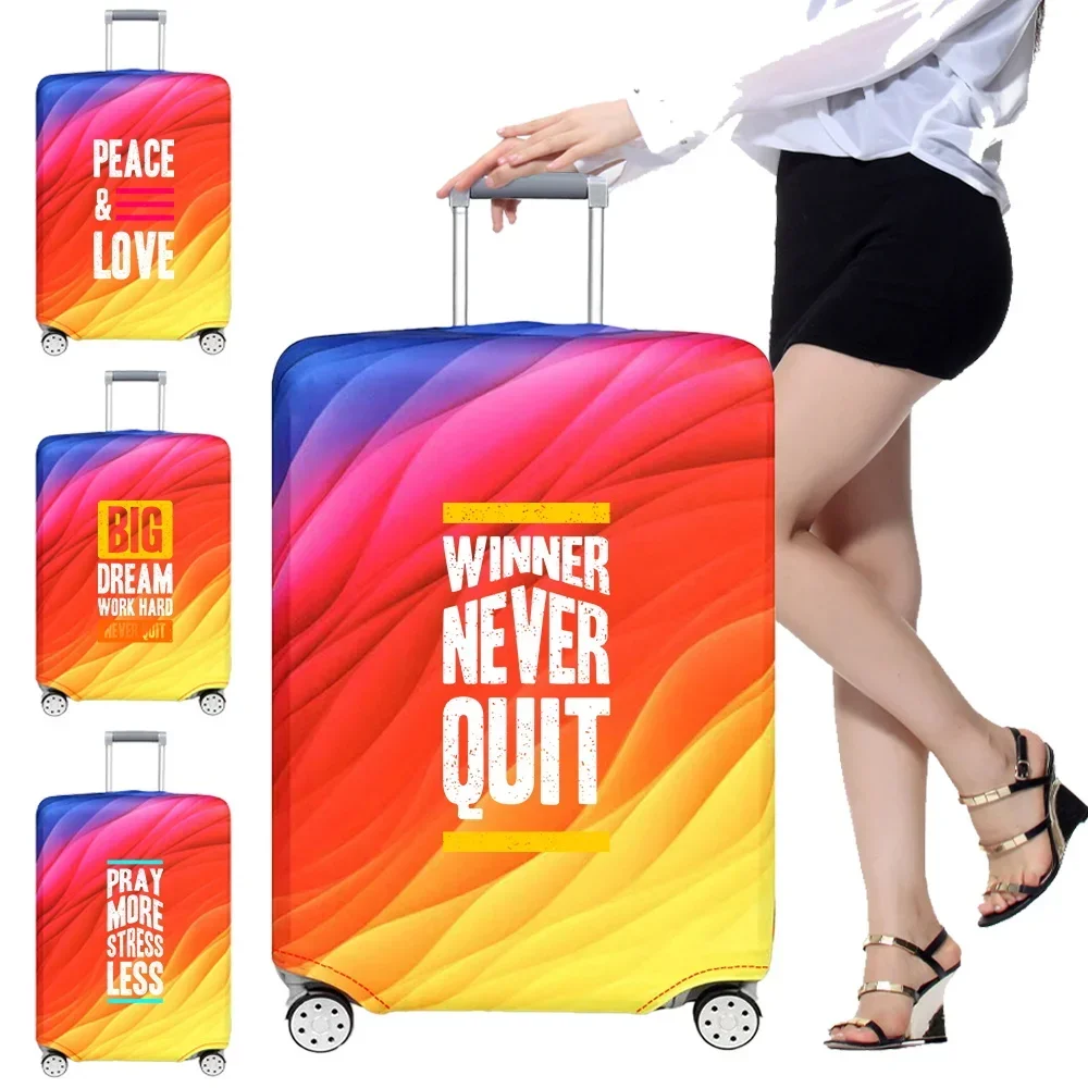 Luggage Cover Travel Suitcase Protective Cover Phrase Series Dust-Proof Thickened Elastic Fabric for 18-32inch Baggage Case