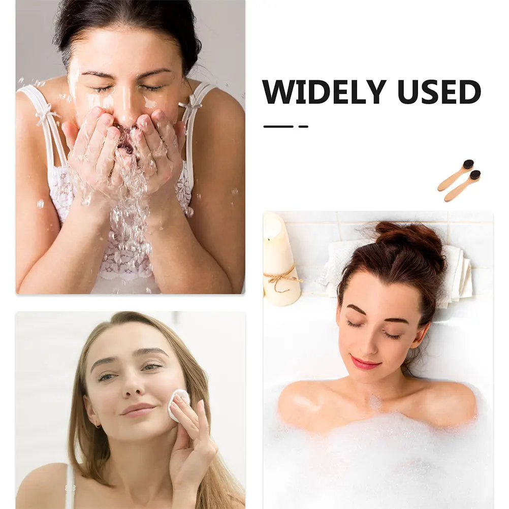 3 pezzi spazzola per la pulizia del viso setole morbide pulizia profonda spazzola esfoliante per il viso manico in legno strumento delicato per la cura della pelle per uomini donne