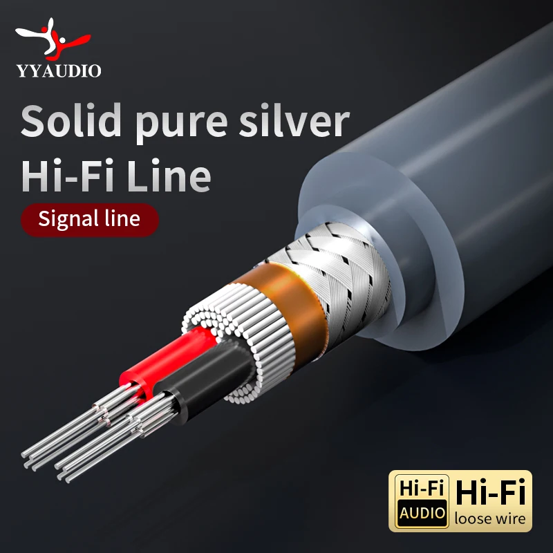 YYAUDIO Сигнальный кабель из чистого серебра HIFI AUDIO, 2-жильный экранированный провод для усилителя, CD, DIY, 12 мм, аудиокабель Ag Interconnect.