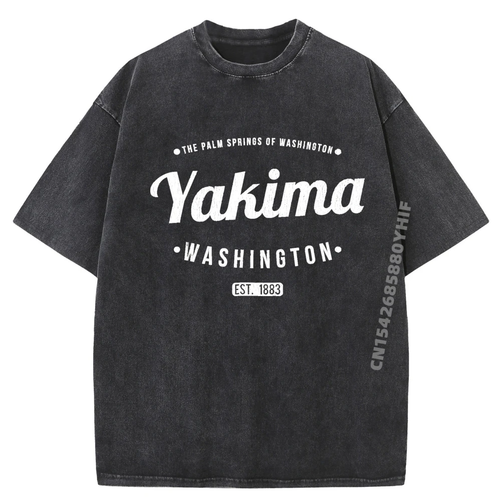

Yakima Washington Minimalist Souvenir Wa Yakima Cute Oversized T Shirt Men's Clothing Group Comfortable Washed Shirt